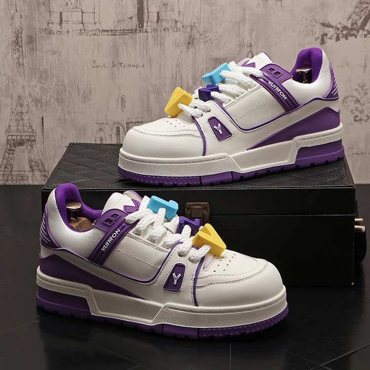 潮牌男板鞋2024新款厚底休闲鞋时尚百搭拼色男鞋网红低帮鞋子