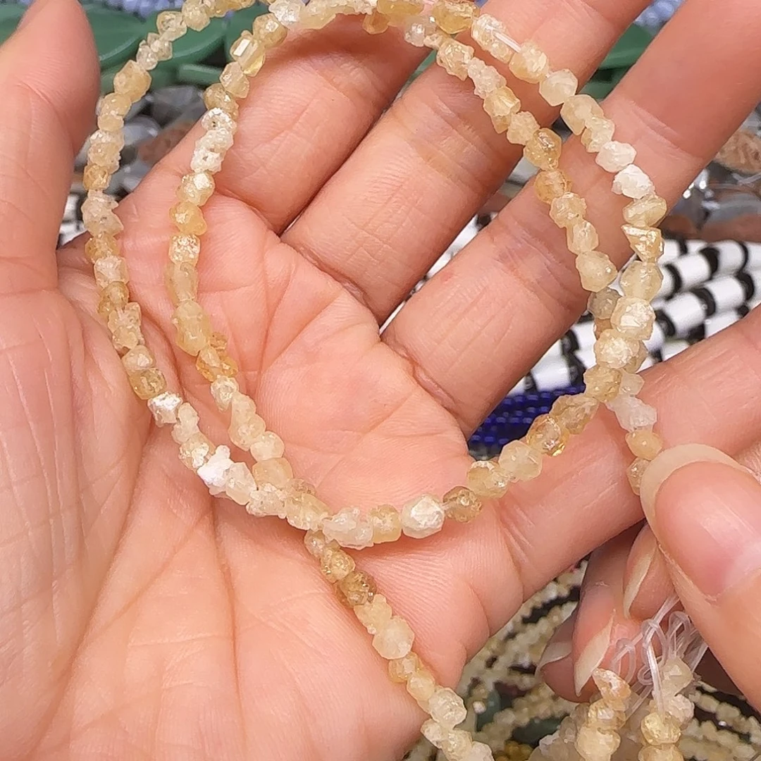 玛瑙/玉髓合金珠宝半成品黄水晶晶牙4-6mm一条