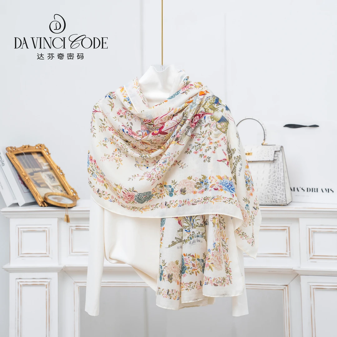 达芬奇密码2025新款春秋空调披肩春日宴纱巾180*80沙滩旅游拍照