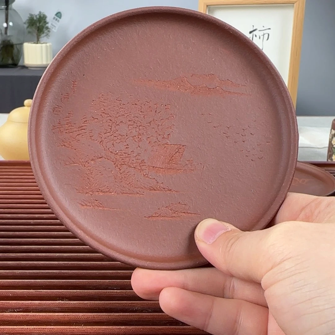 紫砂茶壶盘子山水