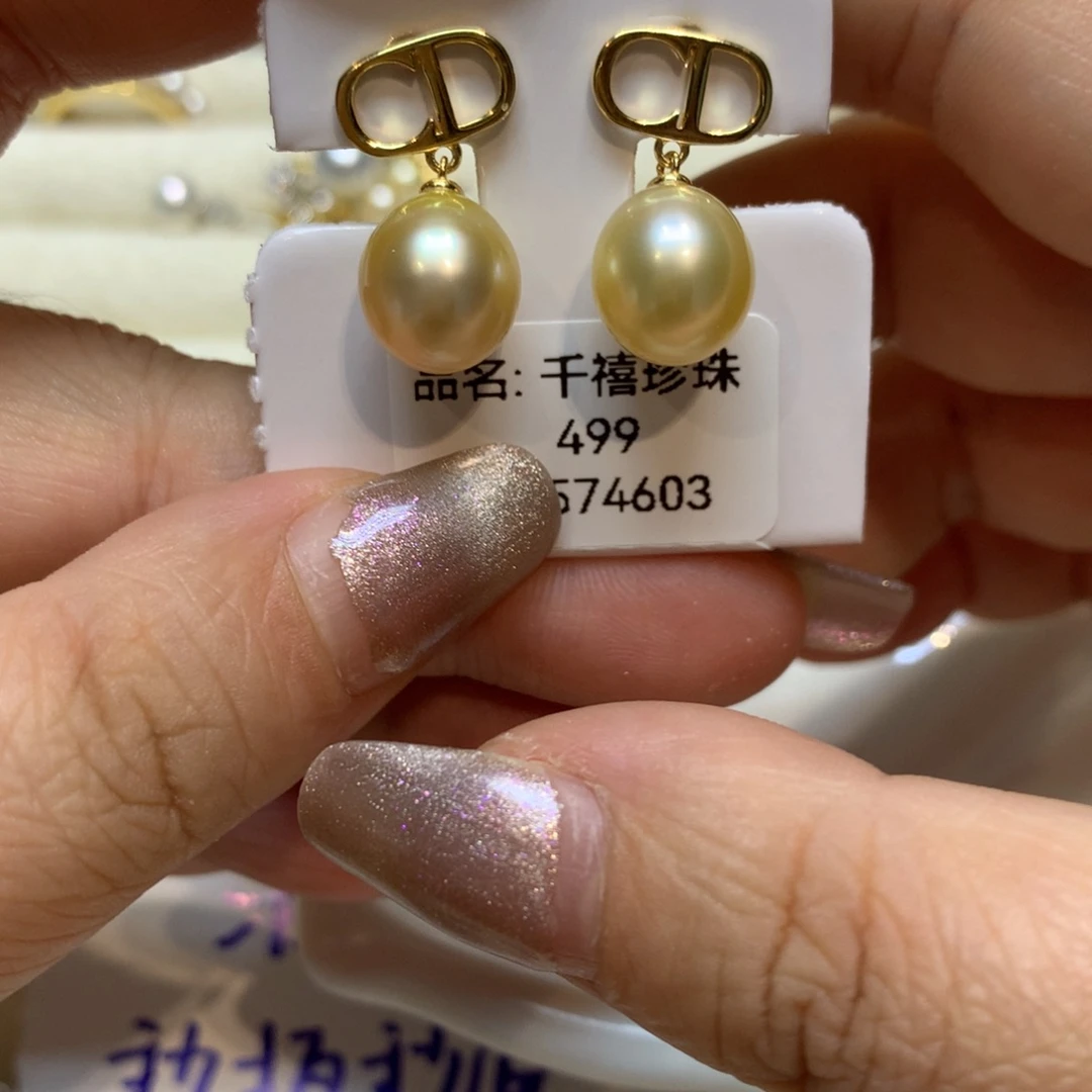 银S925镶嵌海水珍珠耳饰