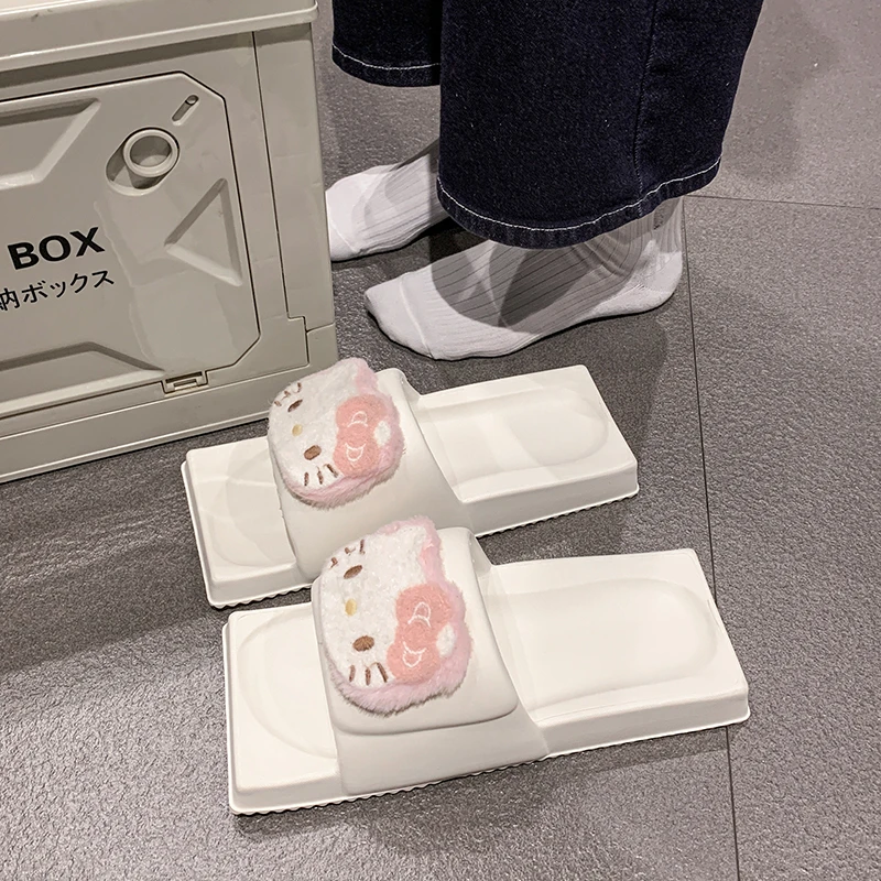 少女心凯蒂猫一字拖夏季正方形凉拖鞋洞洞鞋可防滑外穿洞洞鞋女款