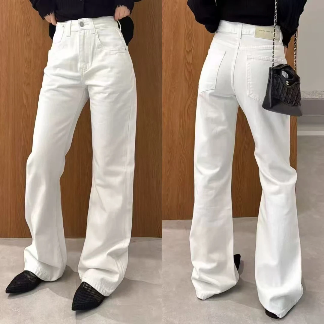 66150#SUOMALA白色微喇叭牛仔裤