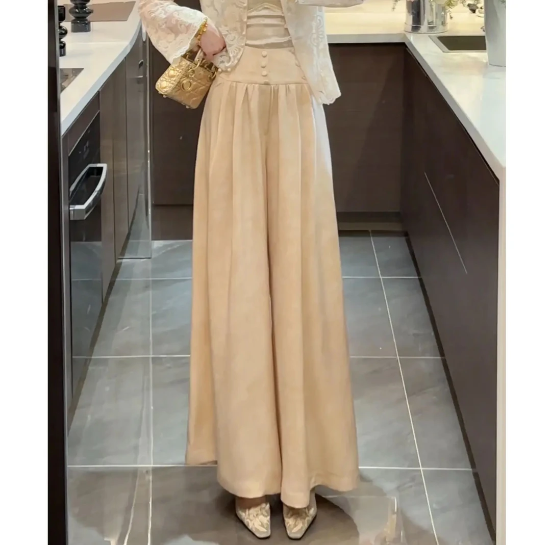 周粥女装铭顺-【织梦裤子】2025高腰阔腿裤慵懒风休闲裤JJC5XXK0553