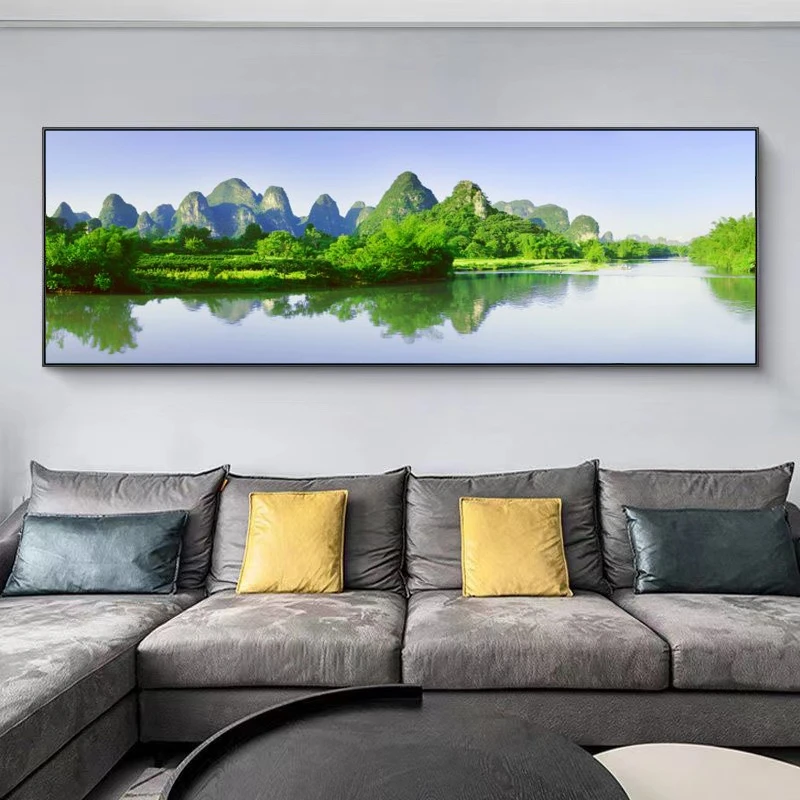 轻奢装饰画沙发背景墙单联横版壁画客厅新中式风景画简约风景壁画