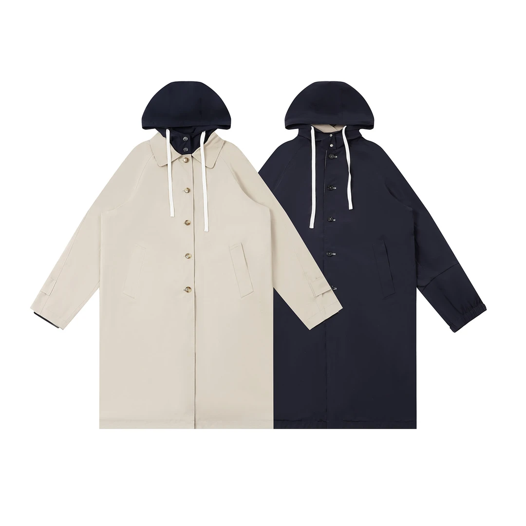 【撞色翻领长款风衣】LG5WA0305