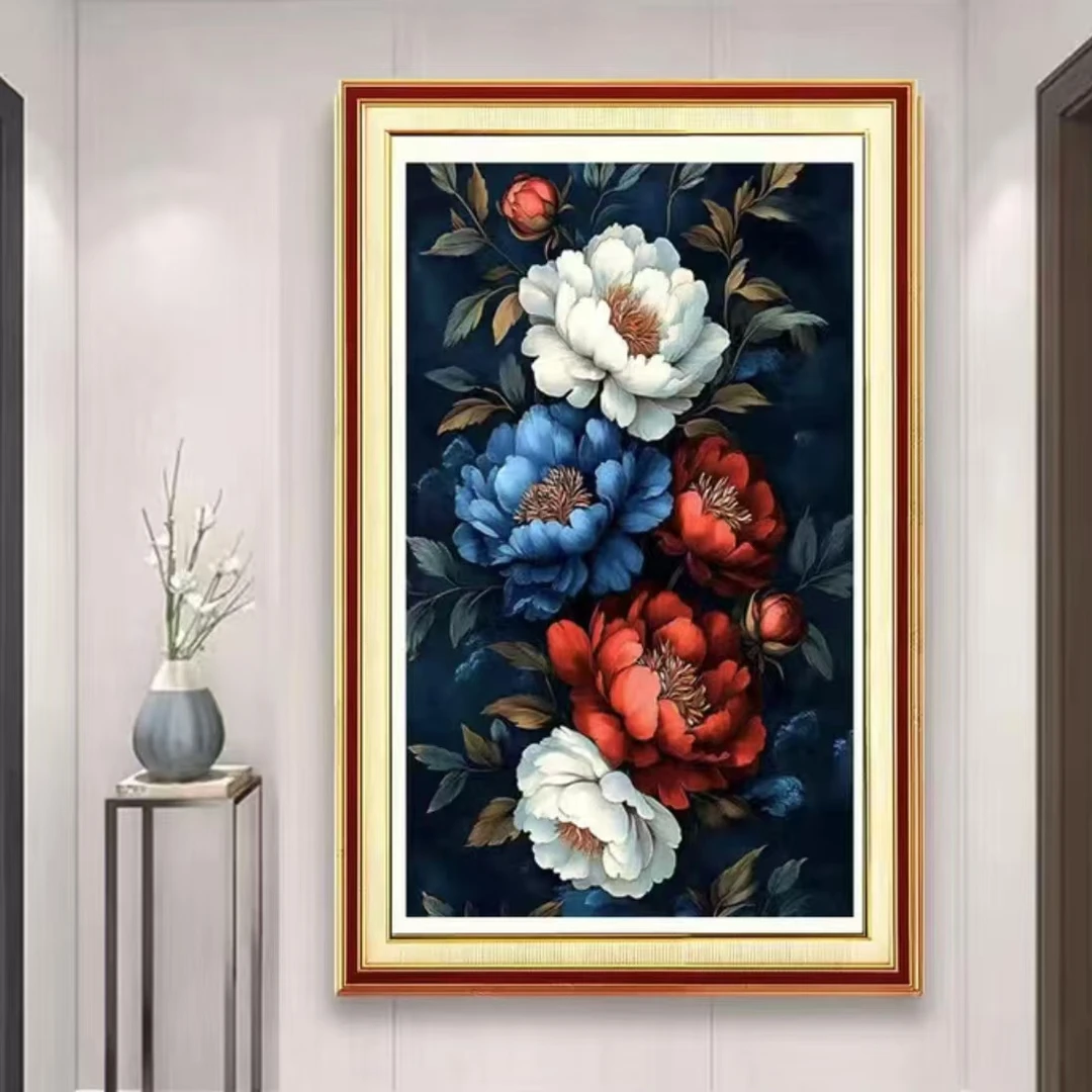 十字绣1069牡丹花彩，大格尺寸60x 80中格50X68