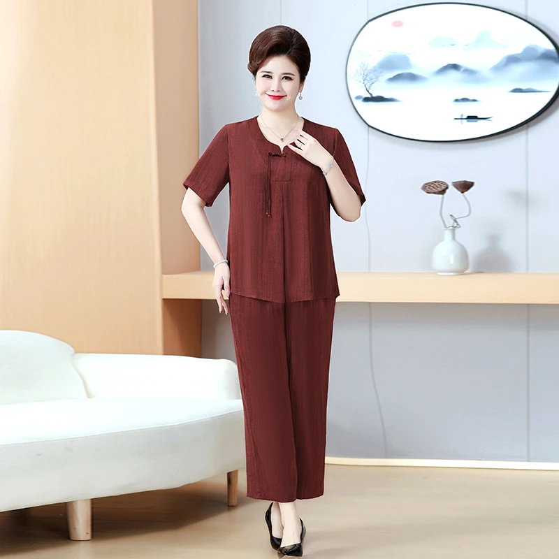 120-240斤气质大码妈妈装洋气宽松显瘦中老年女时尚休闲夏季套装