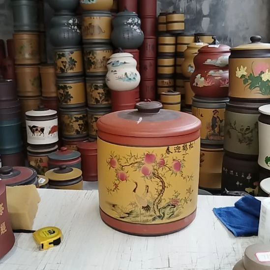 茶杯紫砂茶叶罐花鸟款1