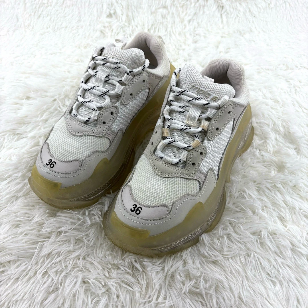 95新 Balenciaga/巴黎世家 Triples纯白气垫老爹鞋36码（原盒）