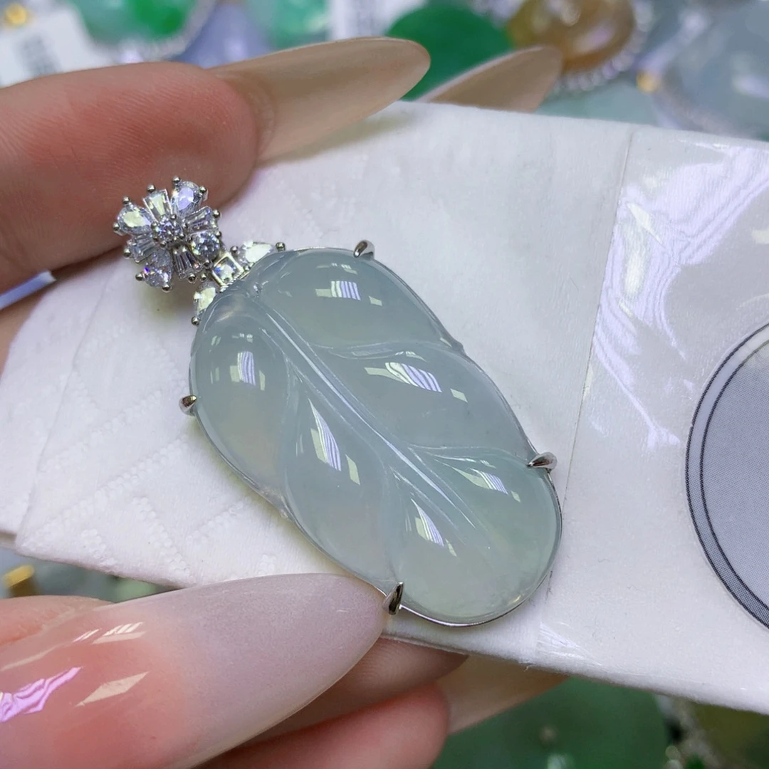 翡翠银S925镶嵌颈饰天然缅甸翡翠a货百元以上9元证书费自理