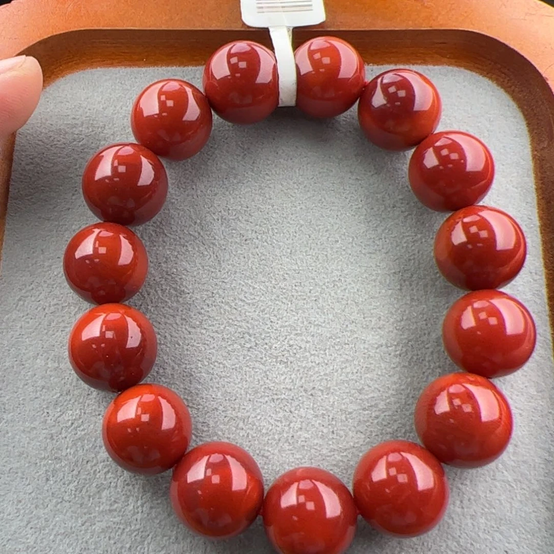 南红玛瑙（满肉牛血手串14+）未镶嵌