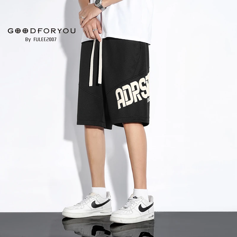 夏季短裤男  舒适透气针织夏季印花外穿休闲裤薄款中裤