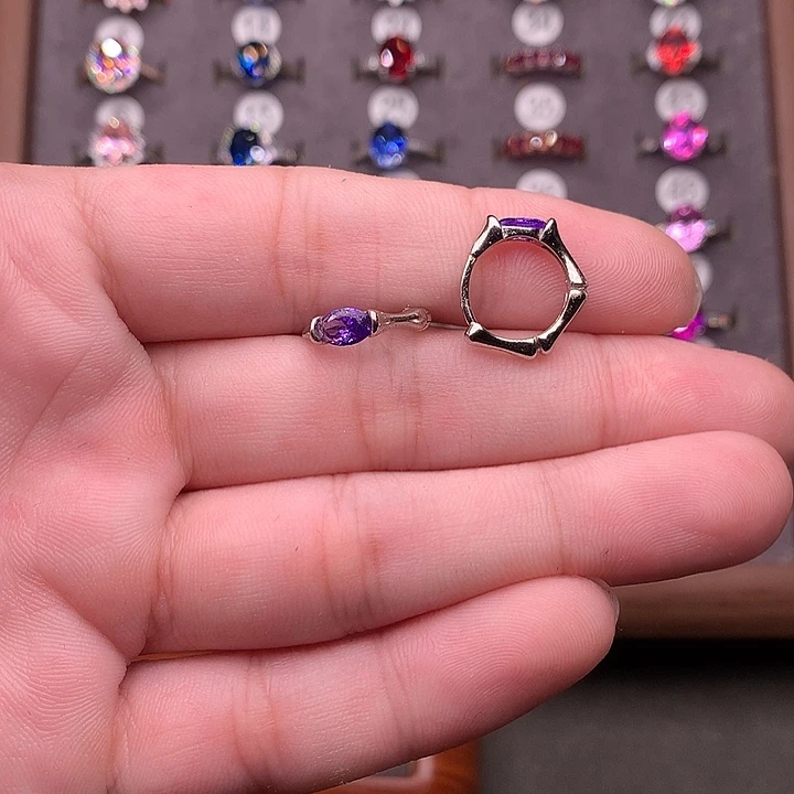 耳饰银S925镶嵌彩色蓝宝石