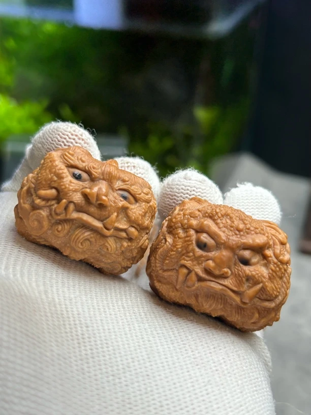 手工雕刻吞金兽手捻儿蛤蟆头一帆风顺文玩核桃