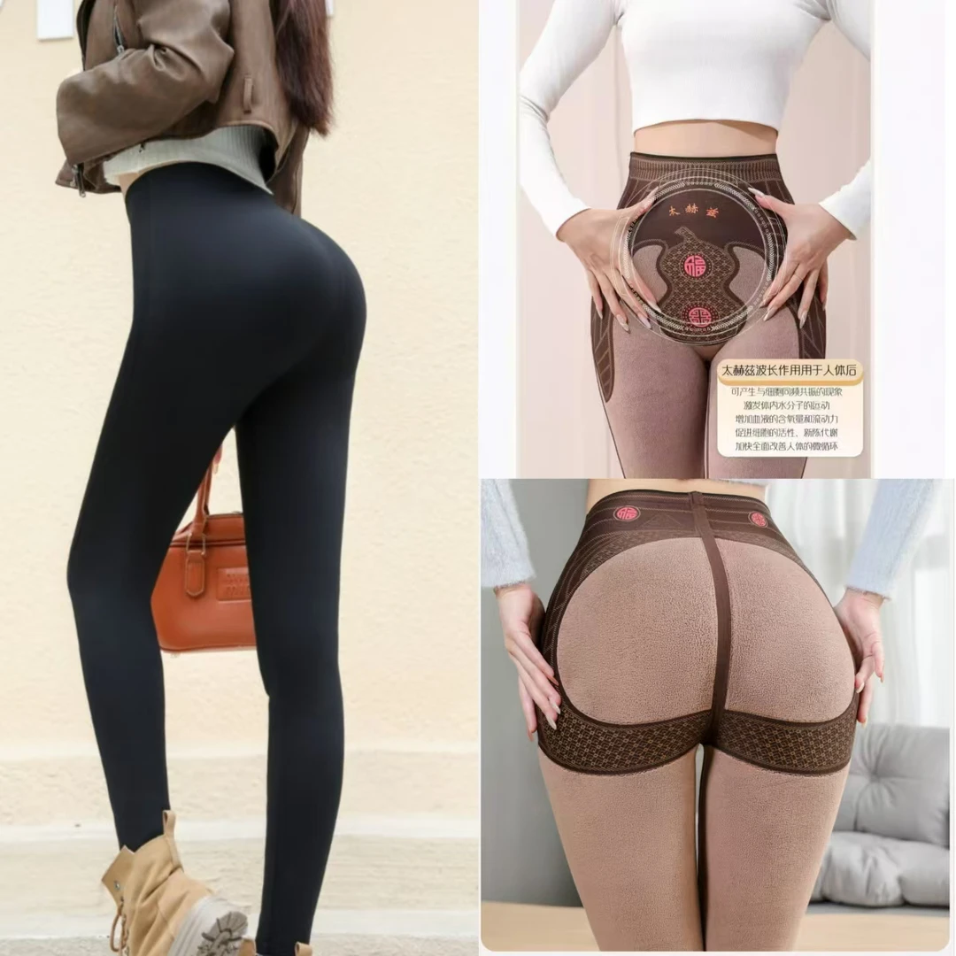 加绒悬浮芭比裤女士高腰大码加绒护膝保暖无痕无缝打底棉裤