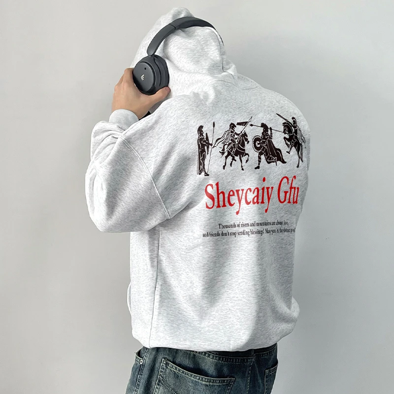 美式潮牌设计感字母印花连帽卫衣男秋季ins休闲百搭休闲外套上衣