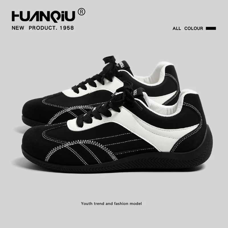 环球德训鞋男款2025年新款秋季黑色男鞋百搭轻便运动休闲低帮板鞋