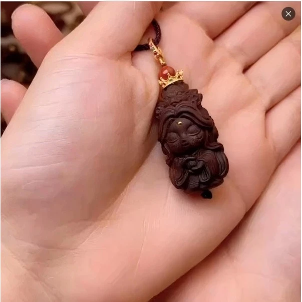 增香沉香木质非遗Y料芽莊BQ雕刻立体龙女吊坠（纹理随机）