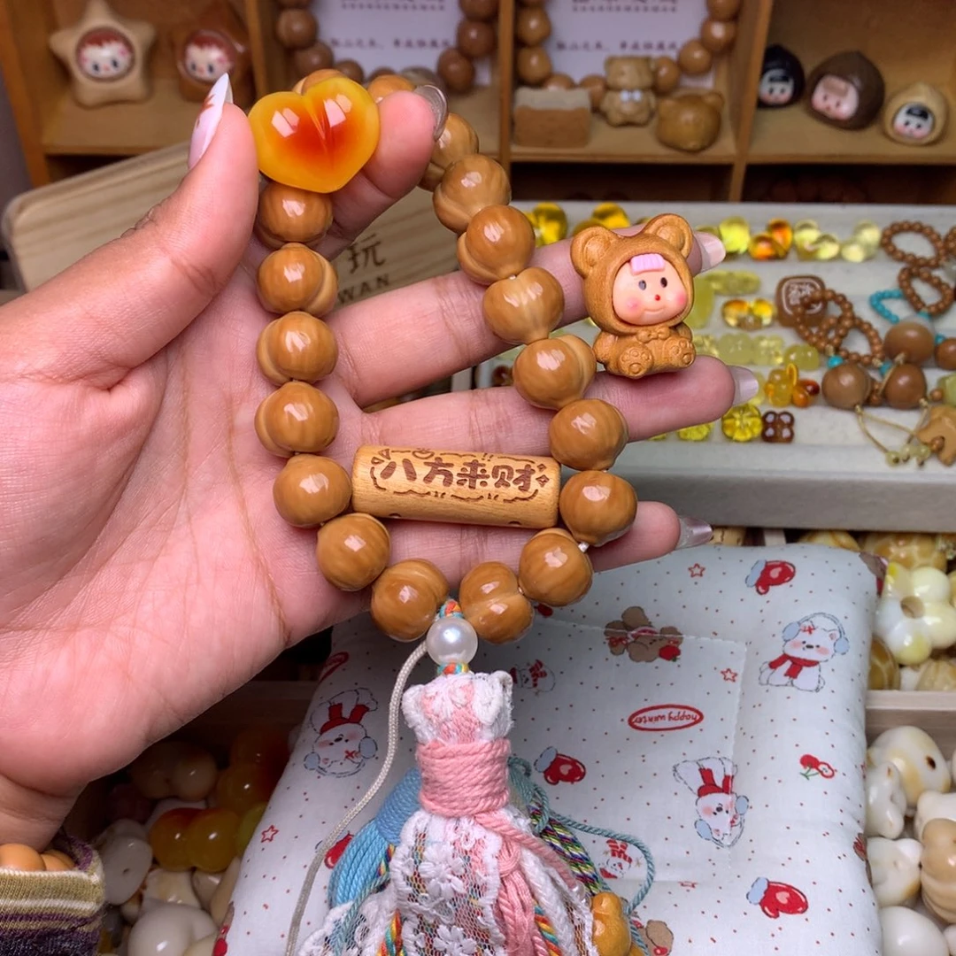 A***_猴头核桃吊坠16蜜桃手持仿蜜心多妹八方来财粉泡