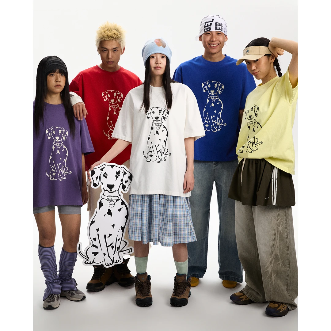 江南先生NewJNXS 动物哲学美式复古小狗印花短袖T恤男女JN52L19