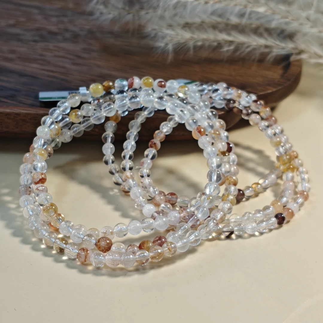 【专专属】天然红黄胶花三圈手链 多样性发一件 约4mm 324DYW