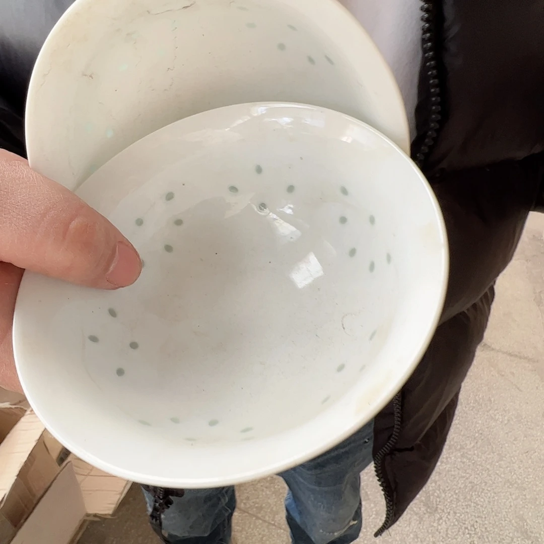 瓷景德镇高温陶瓷玉泥胎梅花玲珑米饭碗6个