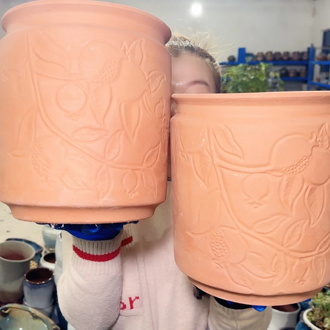 紫砂花盆高23口21