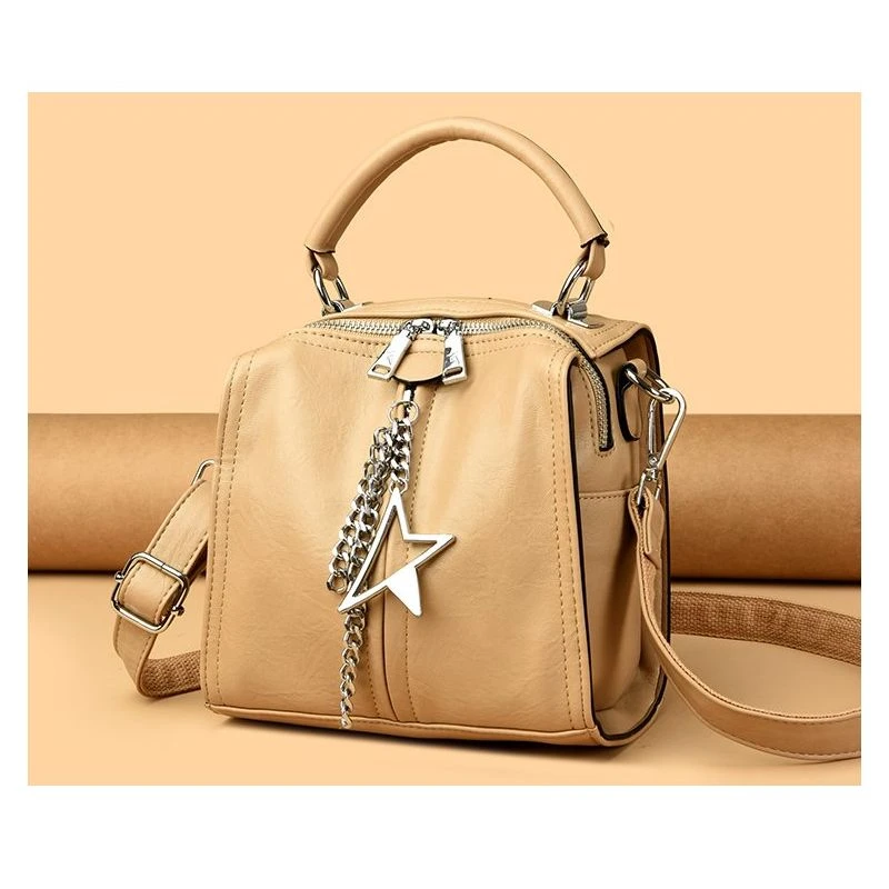 新款时尚简约手提斜挎包2060卡其色