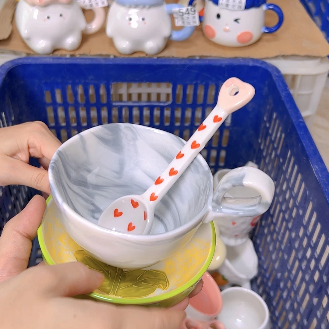 陶瓷三件套微瑕杯勺碟