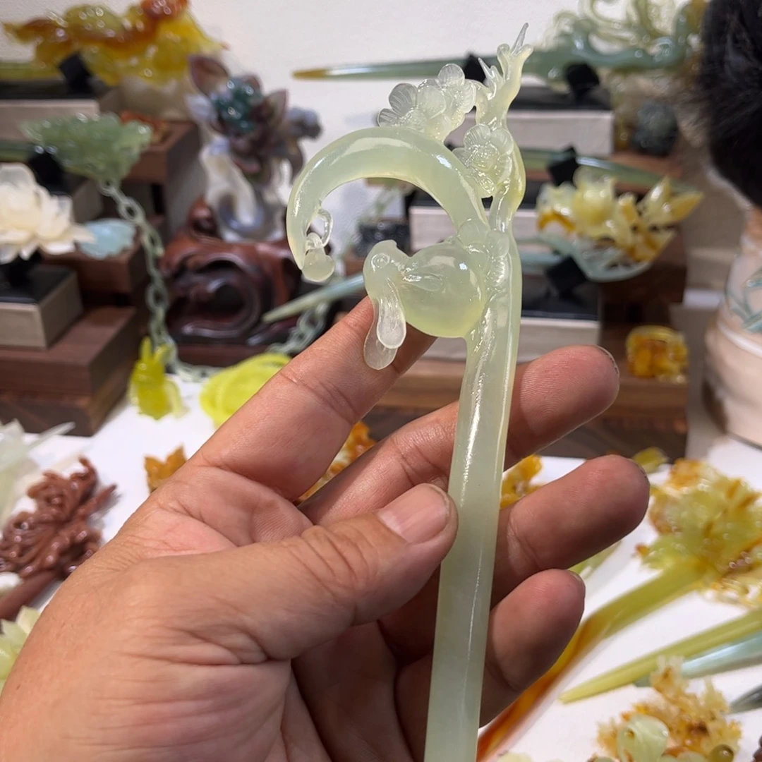 蛇纹石玉发簪合金M**y