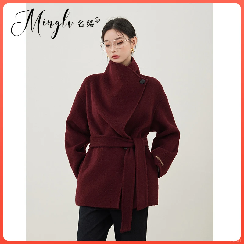 名缕双面呢大衣短款高级感时尚女装2025小个子毛呢外套女冬季新款