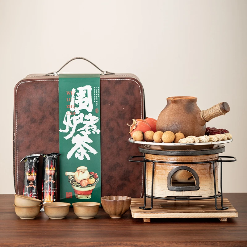 围炉煮茶烤火炉套装烤奶罐罐茶壶室内户外炭炉侧把壶便携式手提包