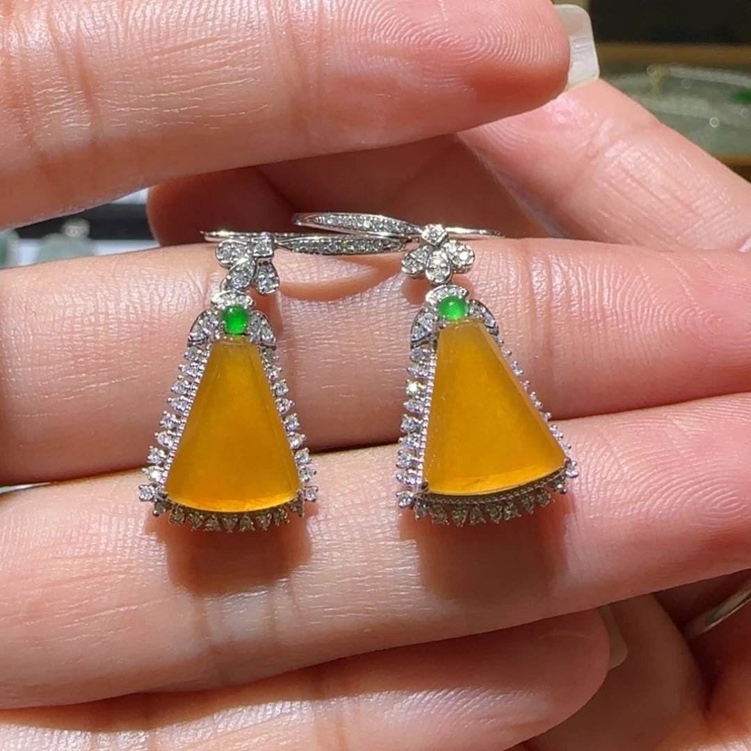 【闪购商品】翡翠耳饰18K金镶嵌天然