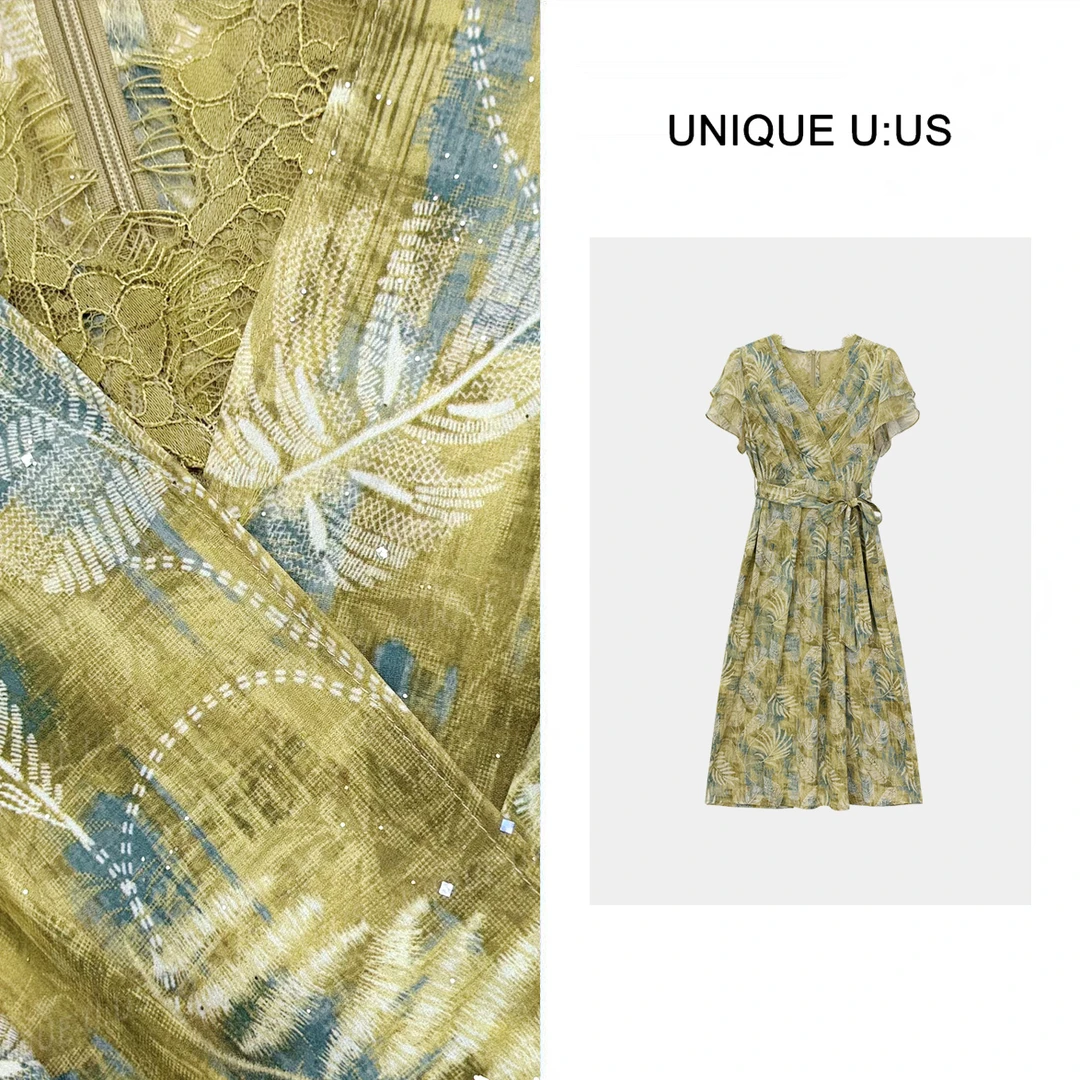 【林雪雪】绿野迷踪新款夏日气质高级遮肉百搭显瘦显白连衣裙255289