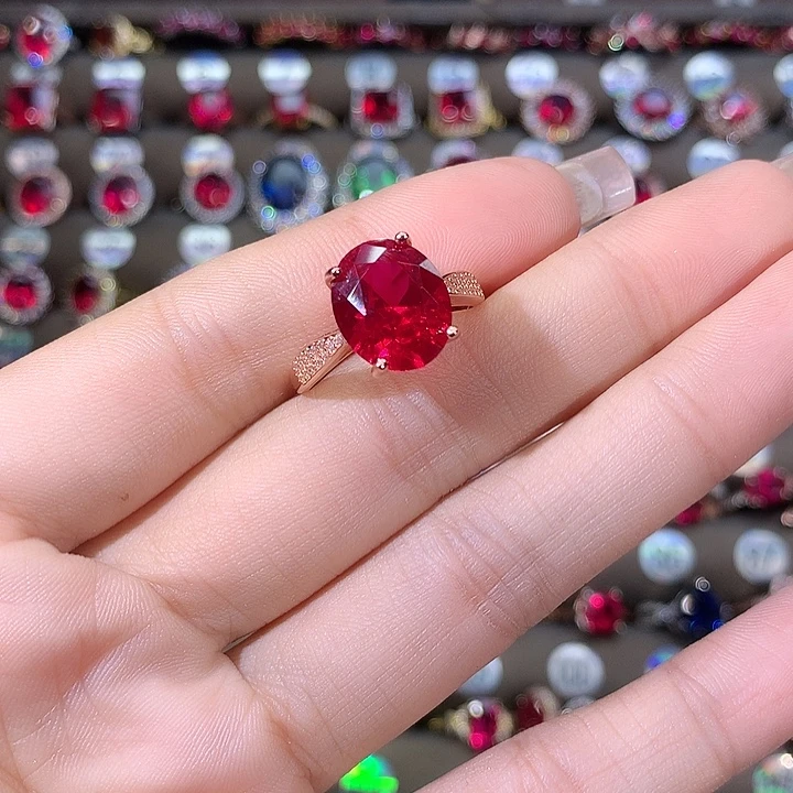 925银鸽血红戒指玫瑰金911