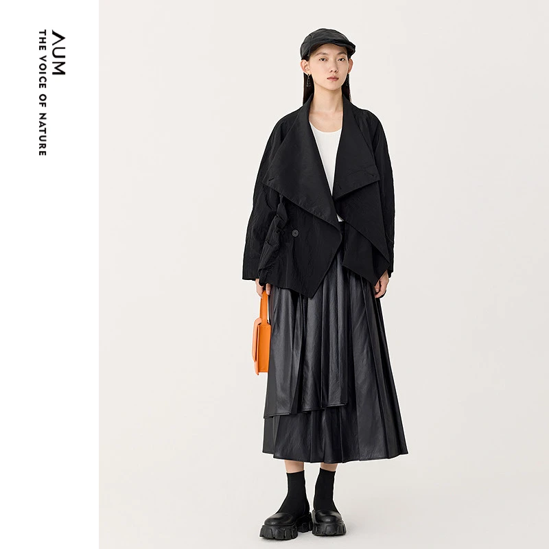 AUM/噢姆冬季派克服气质百搭黑色短外套M1EG18058