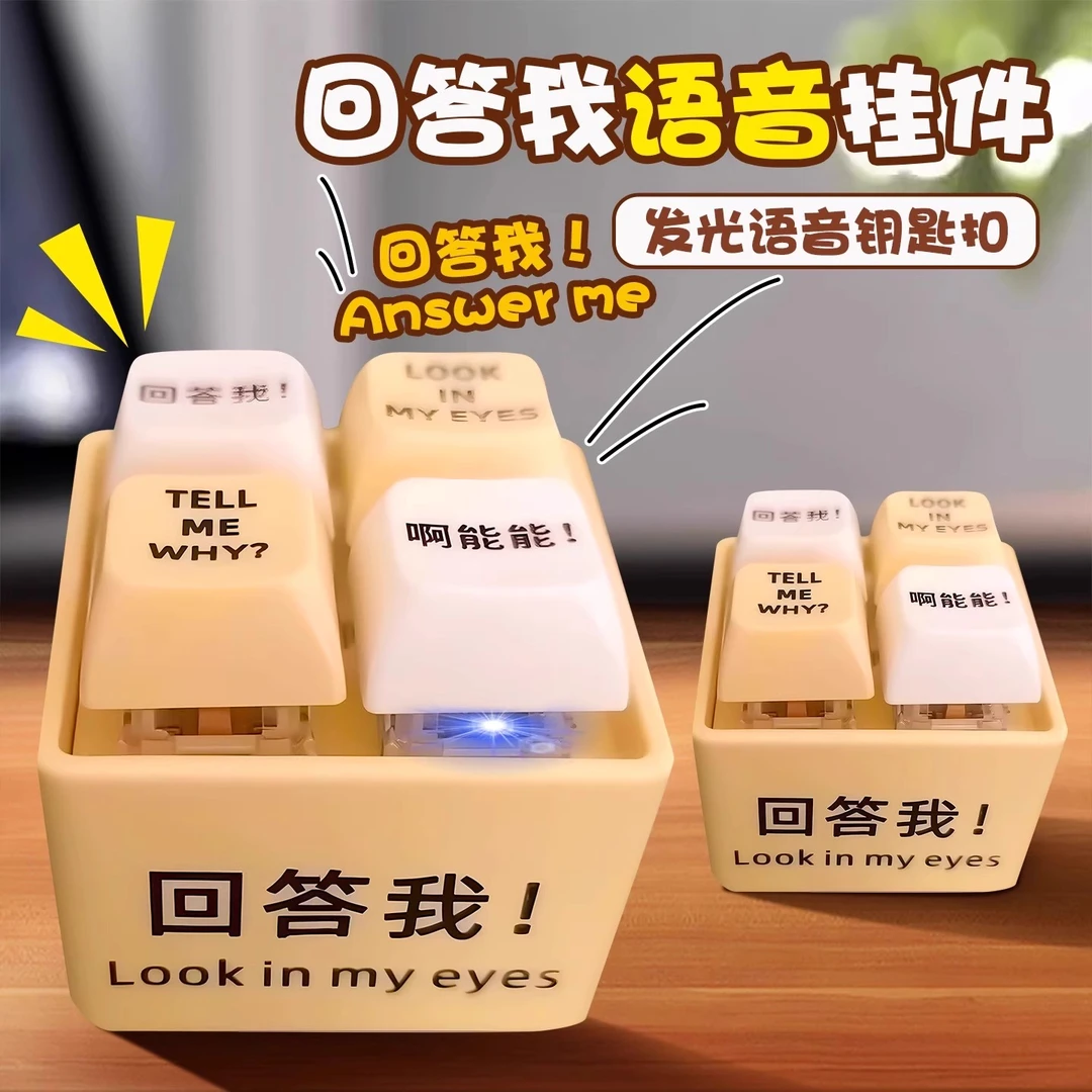 tellmewhy回答我创意整蛊语录发音发光钥匙扣趣味解压按键小挂件