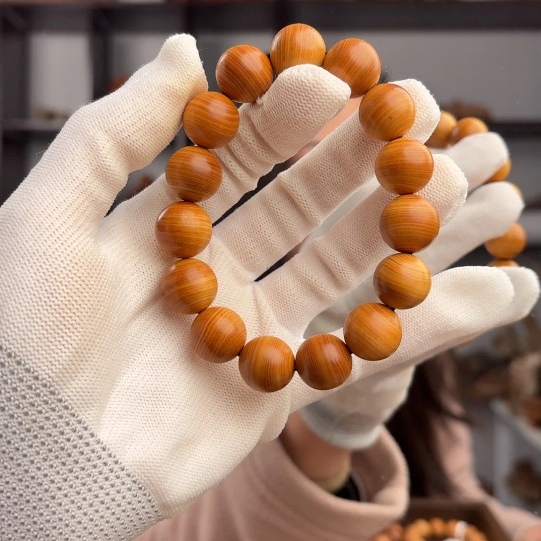 柏木（崖柏）手串/手链 1.5鸡油黄蚕丝纹板根香料咸药