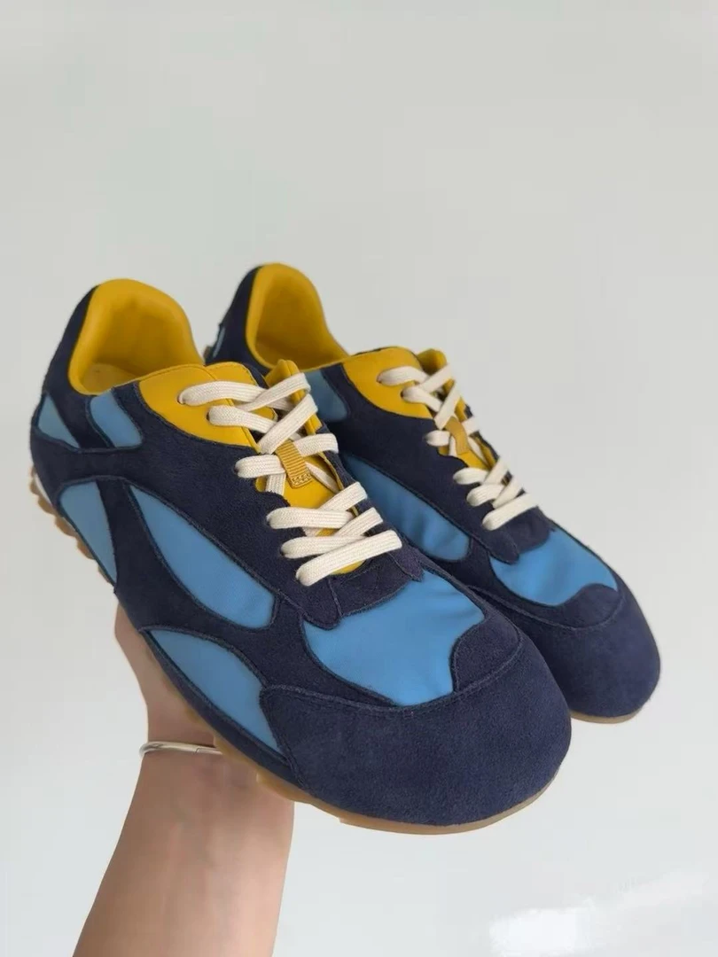 莞厂2025夏新款透气复古真皮系带大头休闲阿甘德训鞋丑萌运动鞋潮