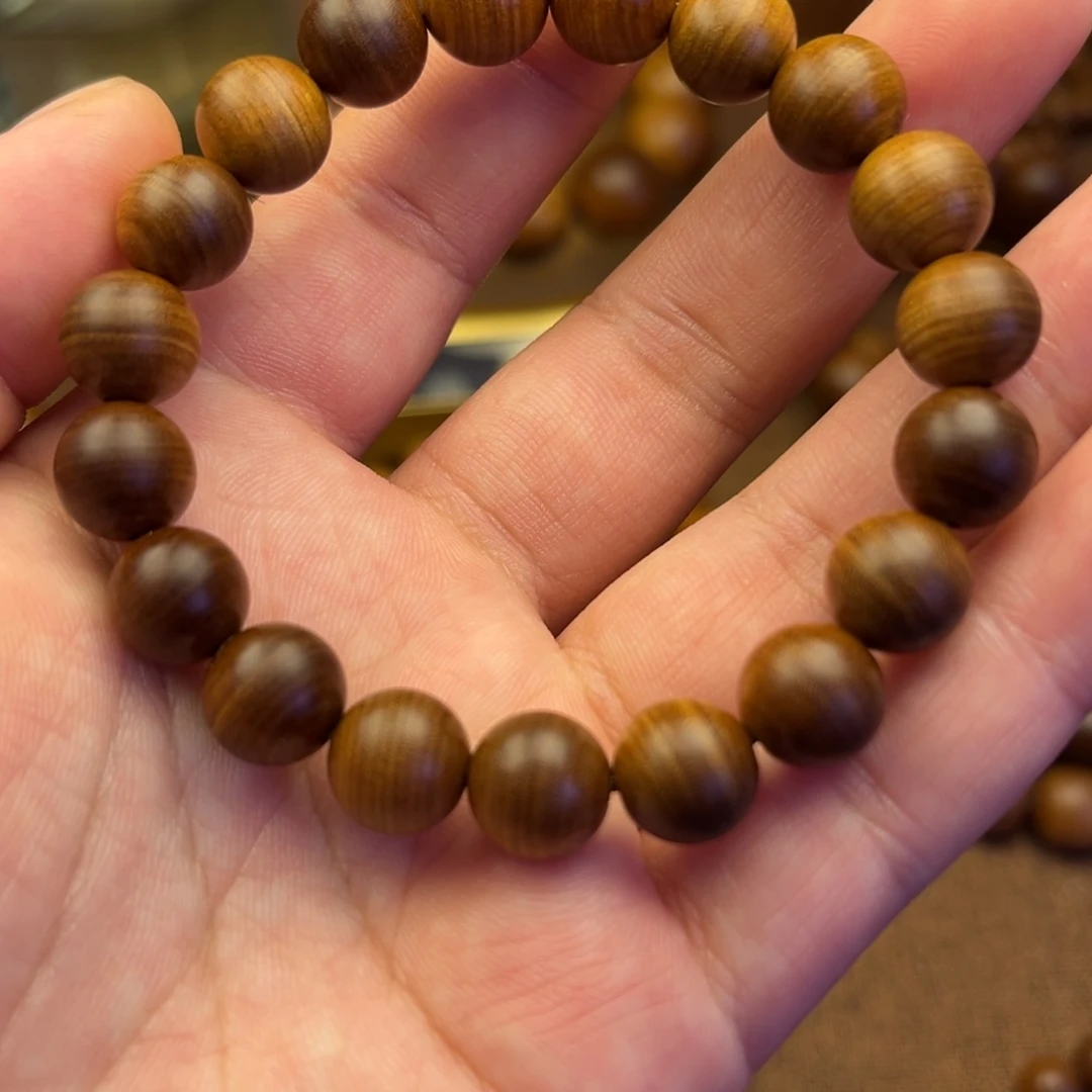 檀香木仅****已老山檀1.0圆珠单圈带两颗珠子