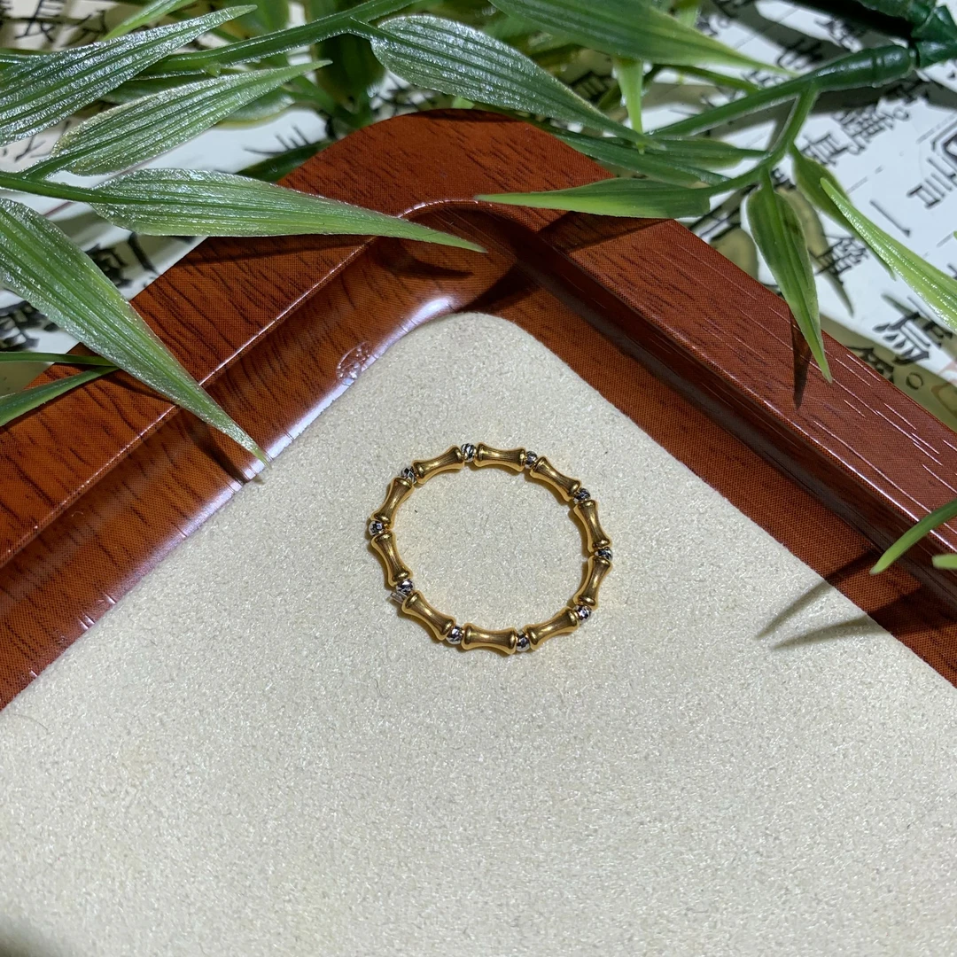 【珍珍严选】18K金轻奢简约爆闪竹节戒指-多样性发其一-YXJHY358