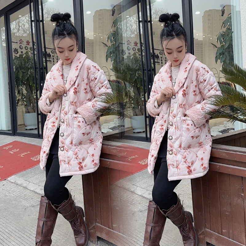 【李丽原创轻奢】新款女士时尚睡袍中长款睡衣三层加绒加厚冬季保