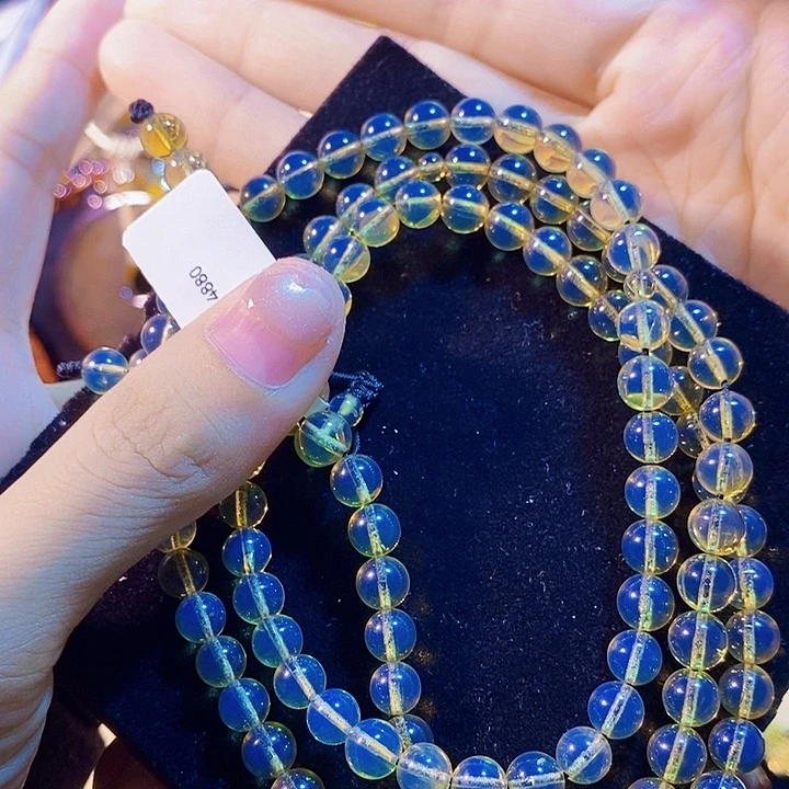 蓝珀未镶嵌珠宝奇石墨西哥蓝珀佛珠6