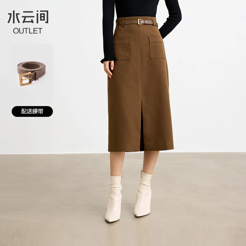 【半身裙】水云间咖色女高腰开叉包臀裙子中长款显瘦秋12340643