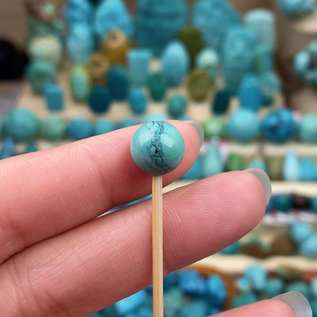 绿松石珠宝奇石未镶嵌9.5mm