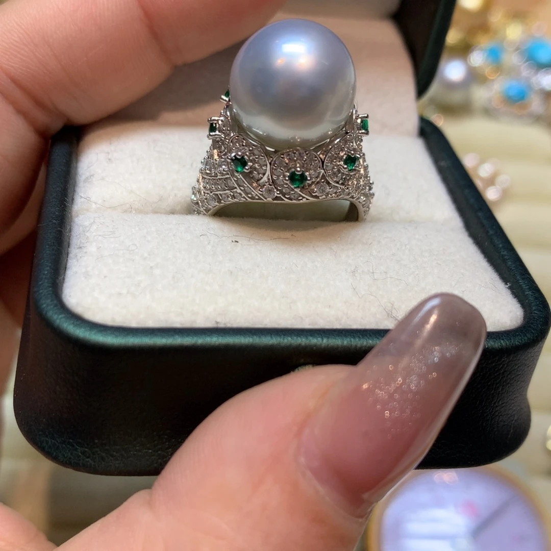 海水珍珠戒指银S925镶嵌