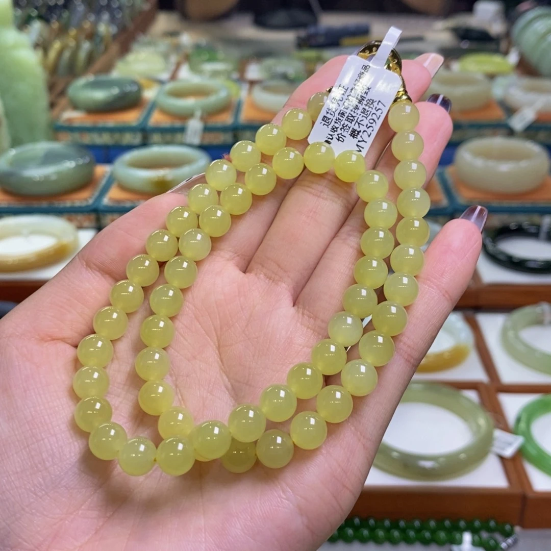 和田玉未镶嵌手镯若羌黄口手串卡8