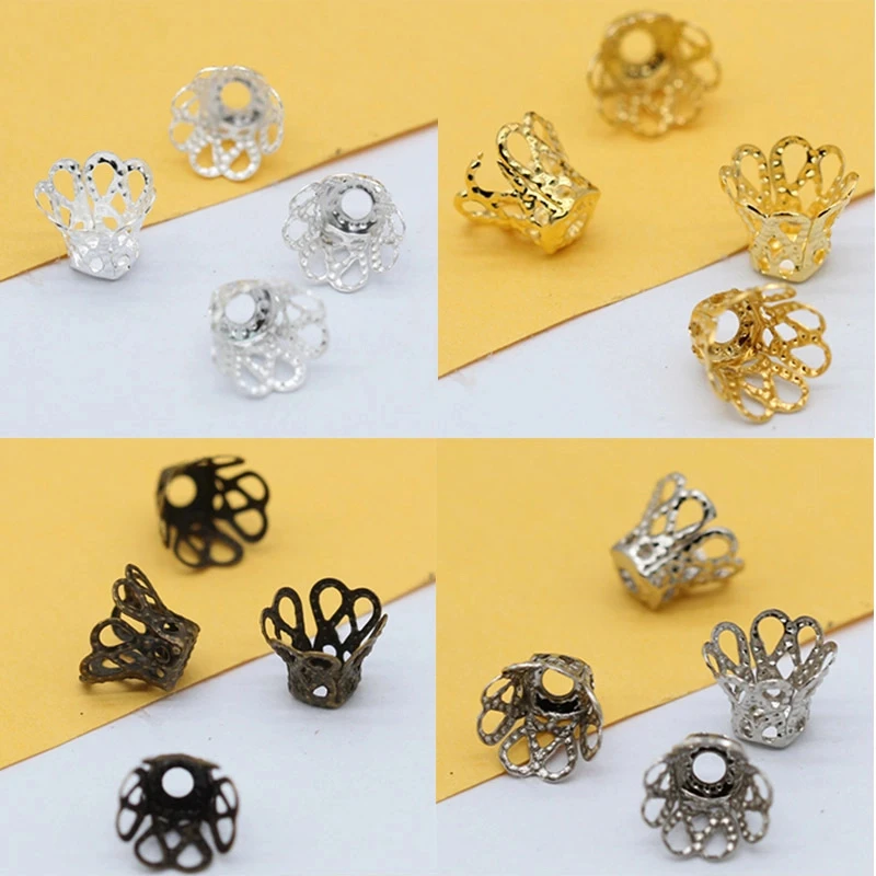 【买1送1】diy金色花托花帽饰品配件金属镂空隔片散珠垫片DIY