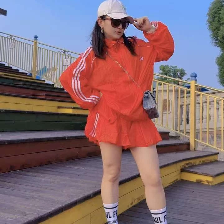 长袖夏季运动风防晒套装（红色）